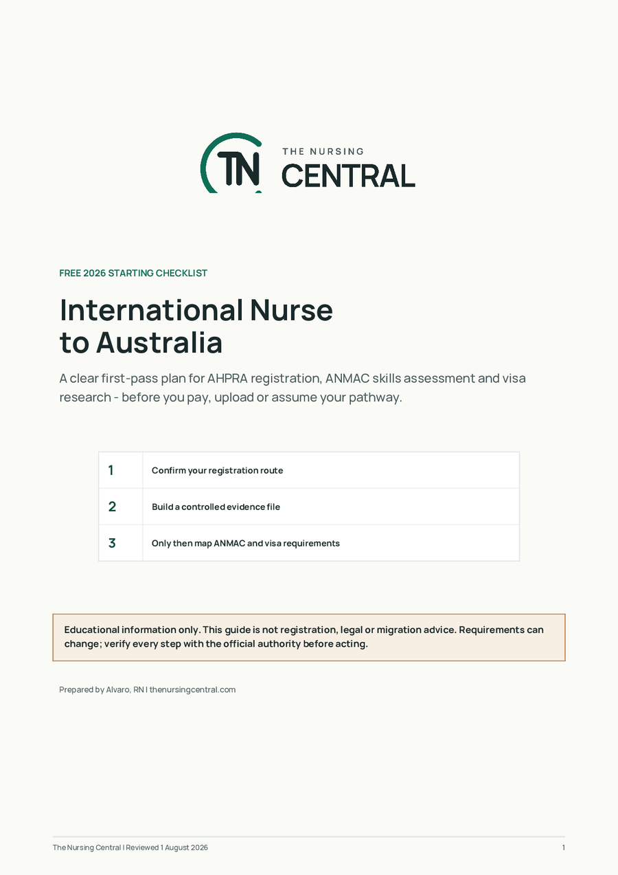 Cover of the International Nurse to Australia 2026 Starting Checklist